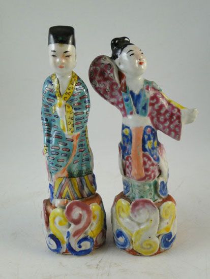 Vintage Chinese Porcelain Figurine Set Antique China Art 1920s  