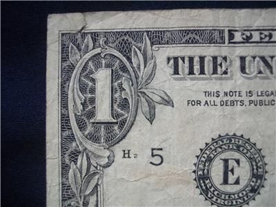   1988 SOLID SERIAL # NUMBER E11111111D $1 BILL ONE DOLLAR NOTE  