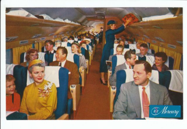 Interior American Airlines Airplane Plane DC 7 Old Postcard Vintage 