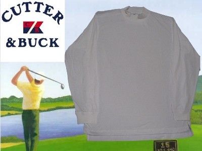 Cutter and Buck Mock Neck Shirt Dry Fit Lg 2XL White  