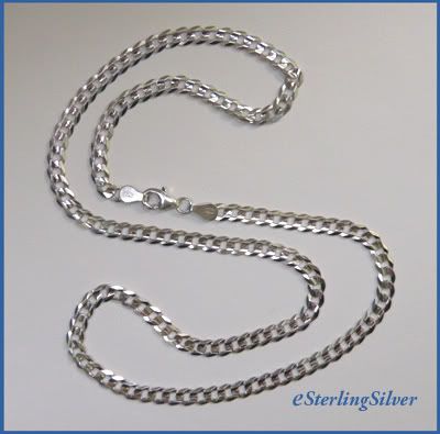 925 Sterling Silver Italian Curb Chain / Necklace   18, 9.5 Grams, 4 
