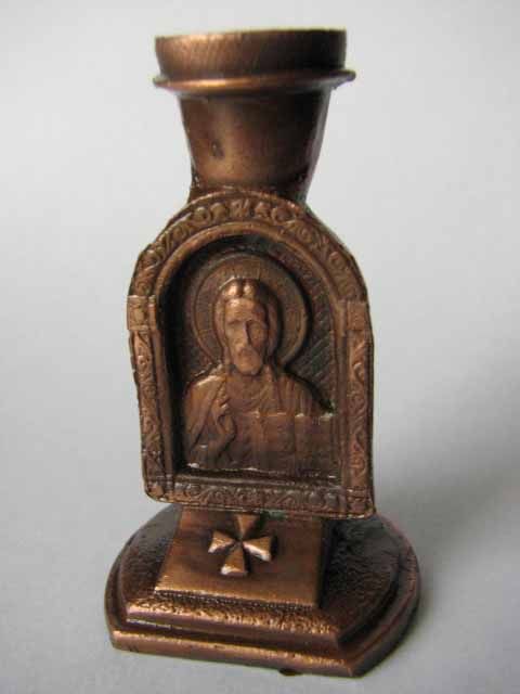   CANDLESTICK JESUS CHRIST SAVIOR Orthodox Icon (Founding, Height 2.3