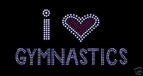 Love Gymnastics Rhinestone Bling Top Tank Tee  