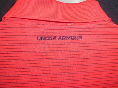 NWT Under Armour HeatGear Polo Shirt Mens $55 Red Black Striped UPF 30 