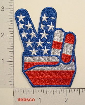 HAND PEACE SIGN AMERICAN FLAG Embroidered PATCH  