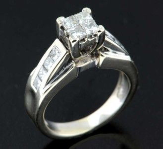 96 CARAT PRINCESS CUT DIAMOND ENGAGEMENT WEDDING RING 14K WHITE GOLD 