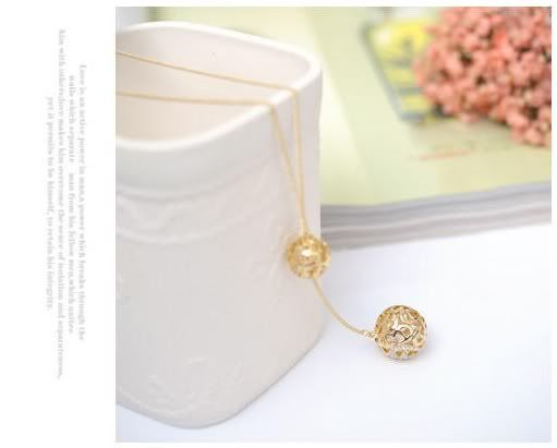 Korean Fashion Gold Color Ball Crystal CZ Necklace Z191  