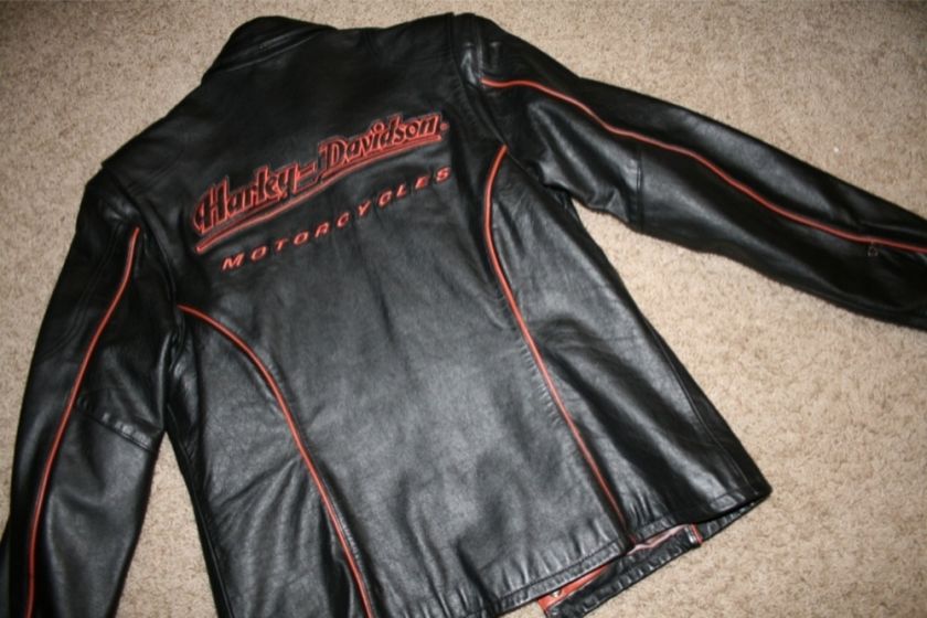Womens BLACK LEATHER  Harley Davidson Motercycles Jacket   S Small 