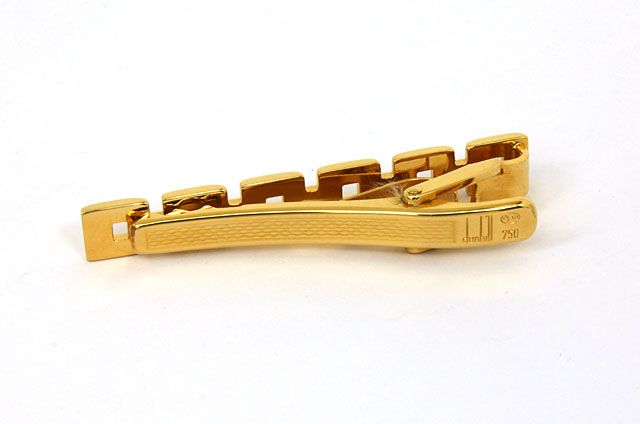   DUNHILL 18K SOLID YELLOW GOLD MENS TIE BAR/ MONEY CLIP  