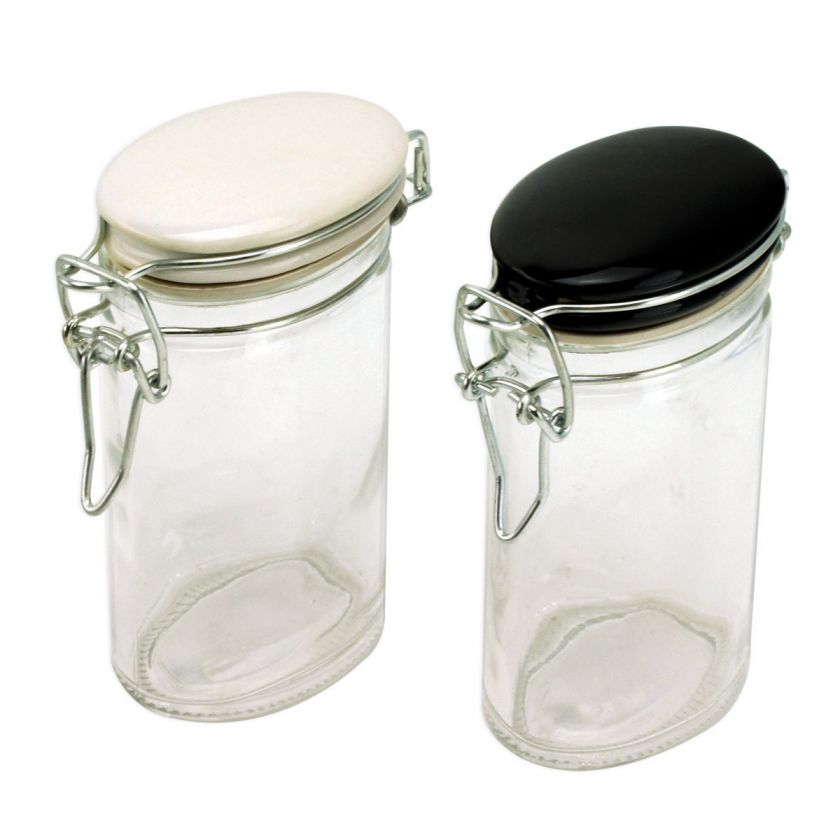 2pc Glass Spice Storage Jars  Seal Tight Ceramic Lid  