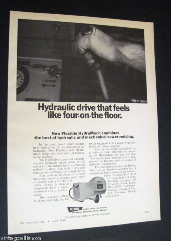HydraMech Sewer Rodding Machine Rockwell Mfg 1970 Ad  