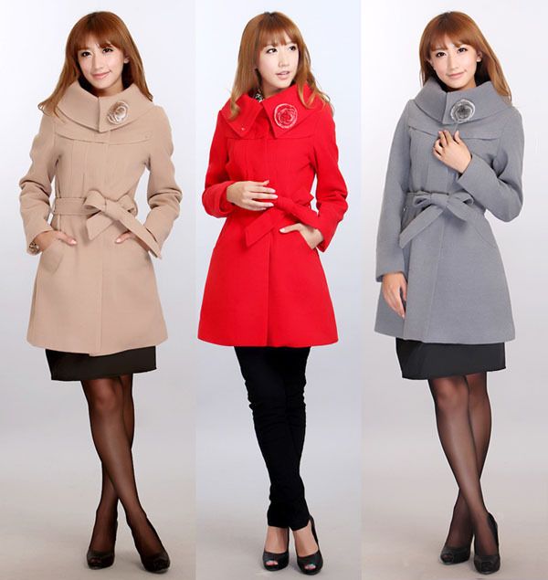 NWT Womens Woolen Warm Winter Long Coat Jacket Outwear  