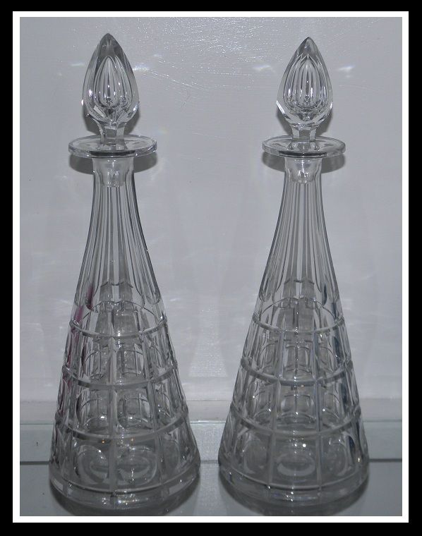 Pair of Big Antique American Cut Glass Decanters  
