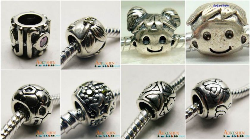 Sterling Silver Spacer Charm .925 Choose Style 4.5mm Hole Bead Fit 