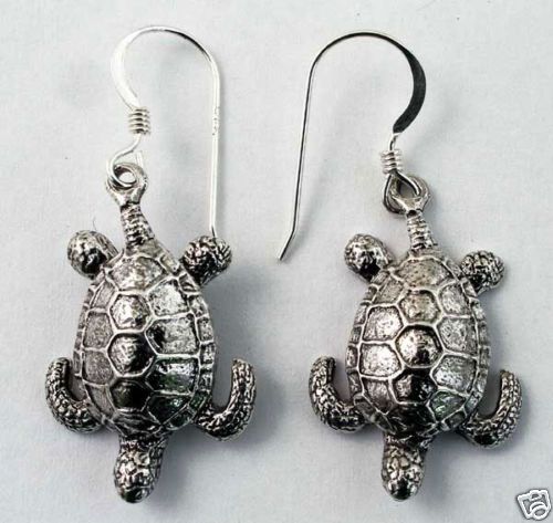 Sea Turtle Earrings Scuba Skin Diver Jewelry Sterling  