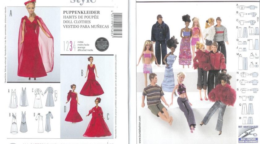 Burda 11 1/2 Fashion Doll Sewing Pattern Barbie  