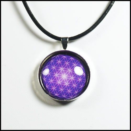  the flower of life glass dome pendant on an adjustable 18 leather 