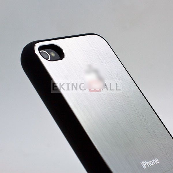   Aluminum Metal Back Skin Hard Case Cover for Apple iPhone 4 4S Silver