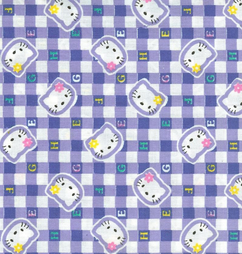 OOP HELLO KITTY BLUE SQUARES FABRIC   4.25 YARDS  