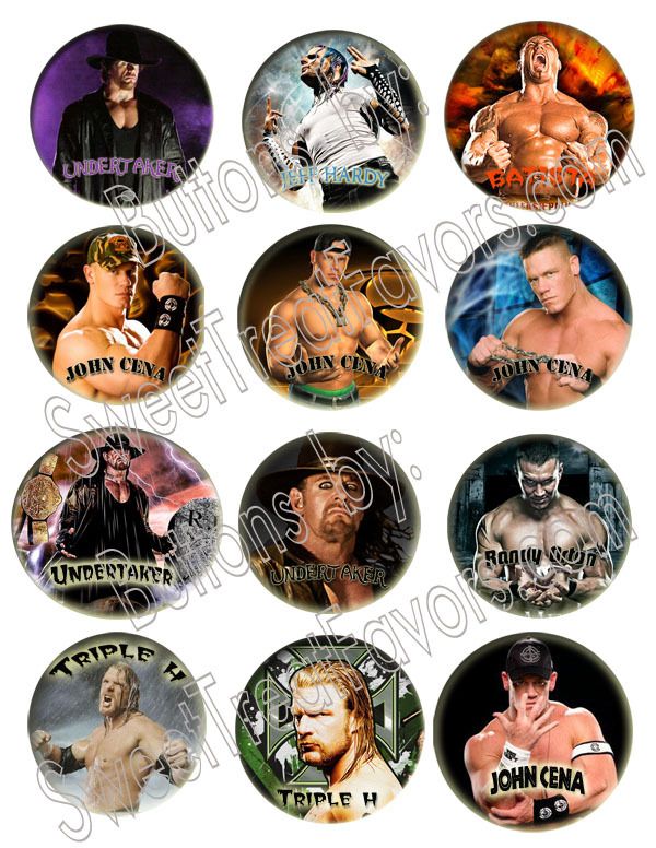 Wrestling WWF Wrestlers PINS BUTTONS Party Supplies x12  